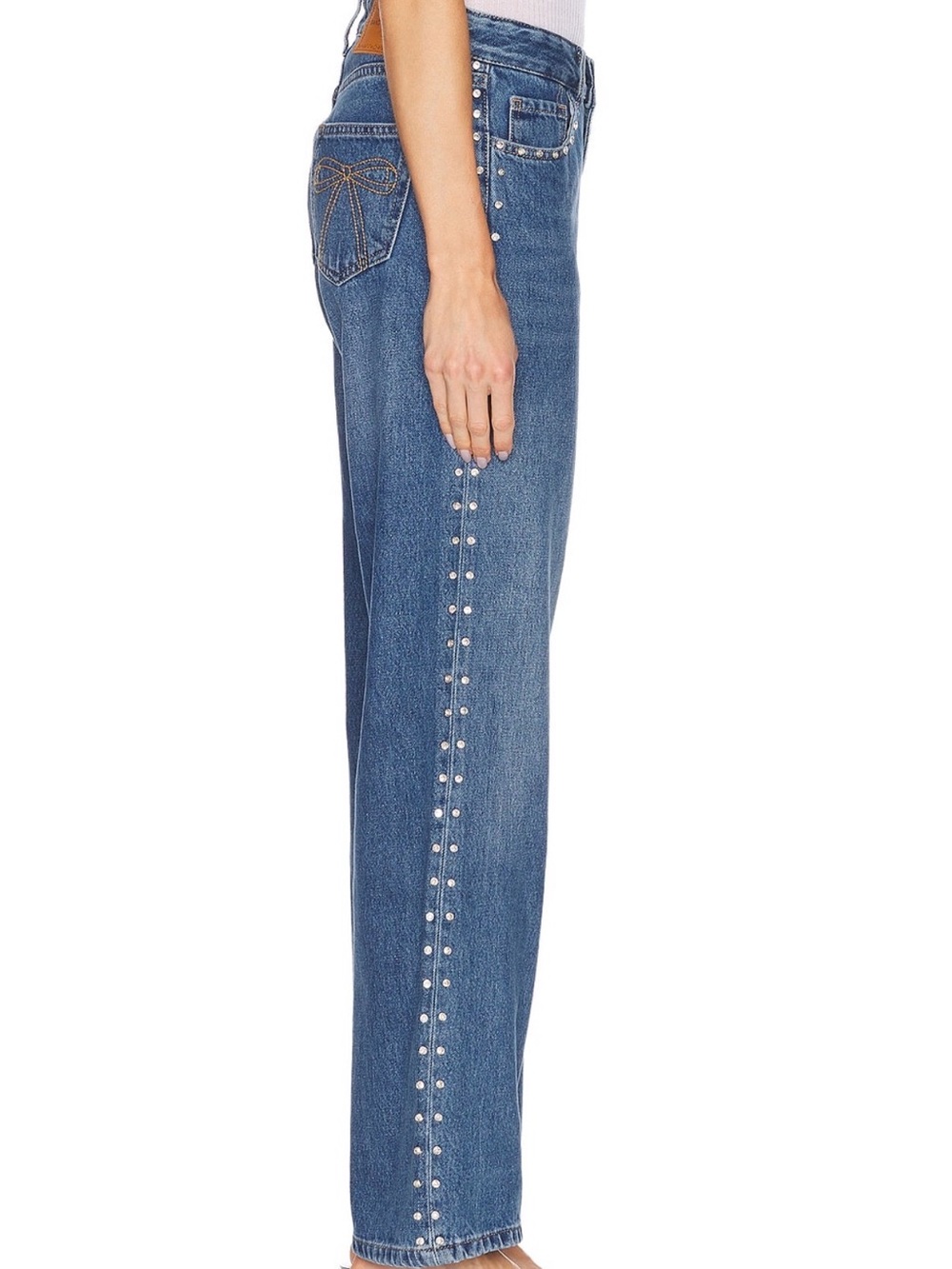 Sandy Liang Updo Jeans with Rhinestones - Picture 2 of 10